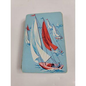 MCM Arrco Playing Cards Co Full Deck Blue background Sail Boats Red White sails